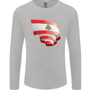 Curled Lebanon Flag Lebanese Day Football Mens Long Sleeve T-Shirt Sports Grey