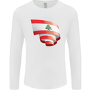 Curled Lebanon Flag Lebanese Day Football Mens Long Sleeve T-Shirt White