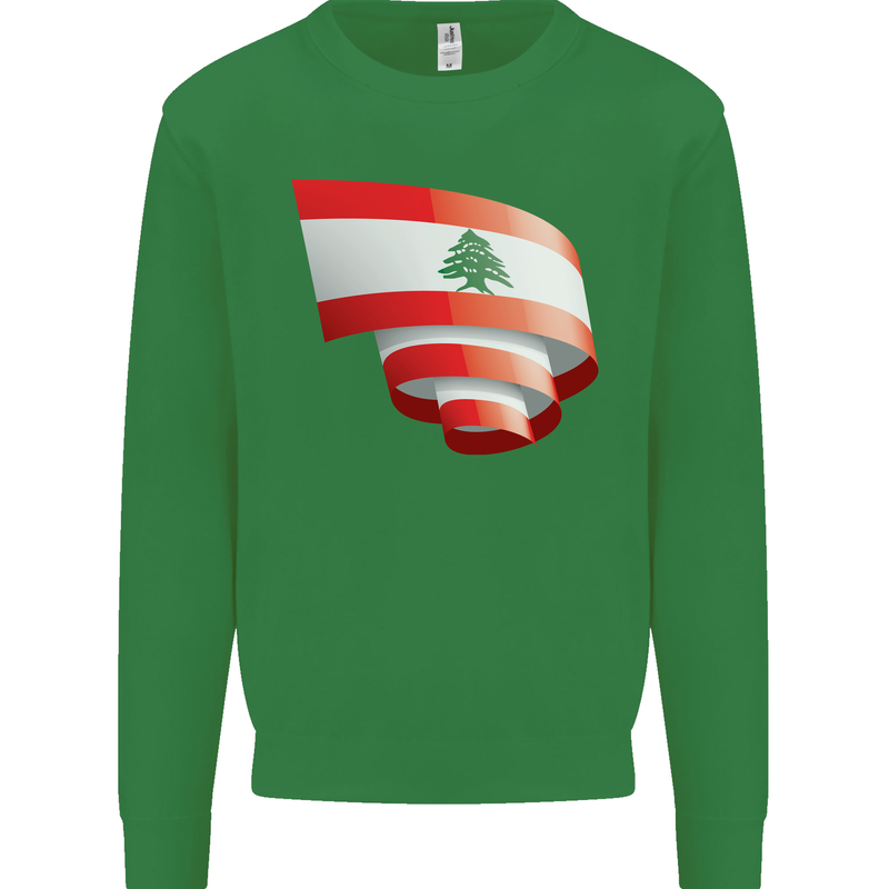 Curled Lebanon Flag Lebanese Day Football Mens Sweatshirt Jumper Irish Green