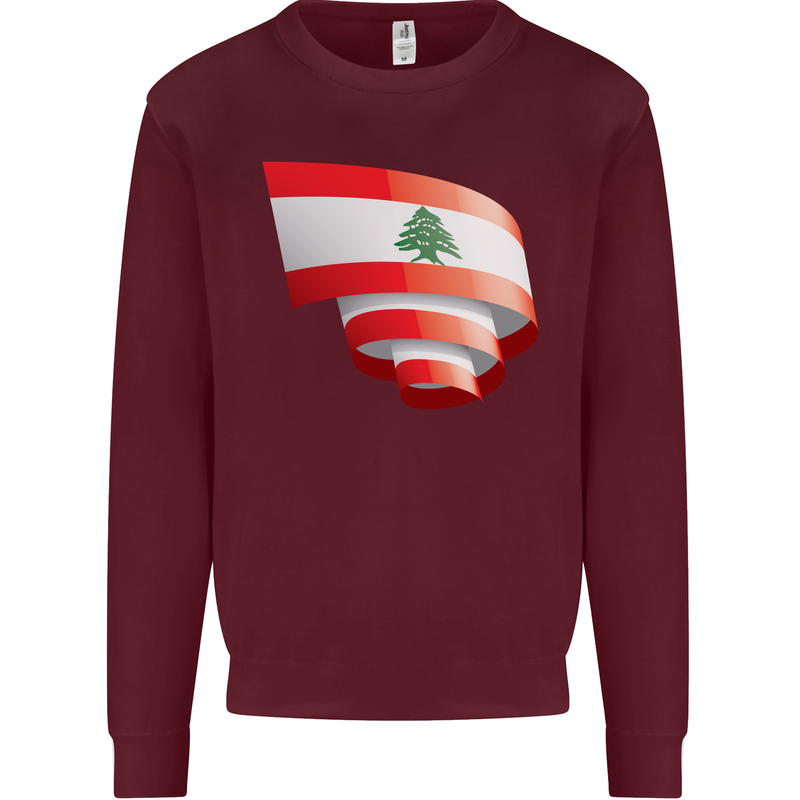 Curled Lebanon Flag Lebanese Day Football Mens Sweatshirt Jumper Maroon