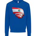 Curled Lebanon Flag Lebanese Day Football Mens Sweatshirt Jumper Royal Blue