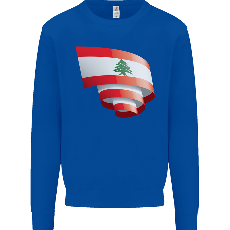 Curled Lebanon Flag Lebanese Day Football Mens Sweatshirt Jumper Royal Blue