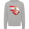 Curled Lebanon Flag Lebanese Day Football Mens Sweatshirt Jumper Sports Grey