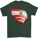 Curled Lebanon Flag Lebanese Day Football Mens T-Shirt 100% Cotton Forest Green