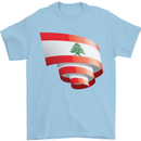 Curled Lebanon Flag Lebanese Day Football Mens T-Shirt 100% Cotton Light Blue