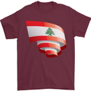 Curled Lebanon Flag Lebanese Day Football Mens T-Shirt 100% Cotton Maroon
