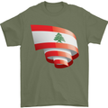 Curled Lebanon Flag Lebanese Day Football Mens T-Shirt 100% Cotton Military Green