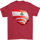 Curled Lebanon Flag Lebanese Day Football Mens T-Shirt 100% Cotton Red