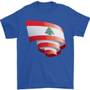 Curled Lebanon Flag Lebanese Day Football Mens T-Shirt 100% Cotton Royal Blue