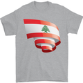 Curled Lebanon Flag Lebanese Day Football Mens T-Shirt 100% Cotton Sports Grey
