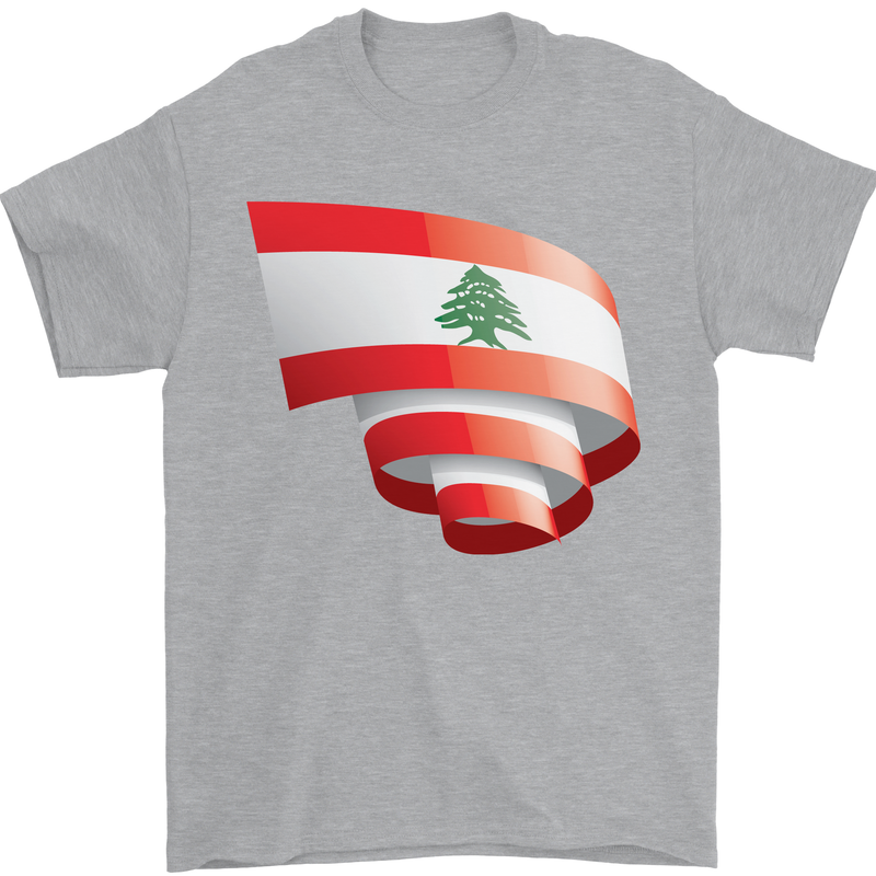 Curled Lebanon Flag Lebanese Day Football Mens T-Shirt 100% Cotton Sports Grey