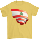 Curled Lebanon Flag Lebanese Day Football Mens T-Shirt 100% Cotton Yellow