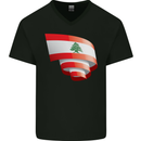 Curled Lebanon Flag Lebanese Day Football Mens V-Neck Cotton T-Shirt Black