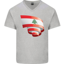 Curled Lebanon Flag Lebanese Day Football Mens V-Neck Cotton T-Shirt Sports Grey