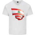 Curled Lebanon Flag Lebanese Day Football Mens V-Neck Cotton T-Shirt White