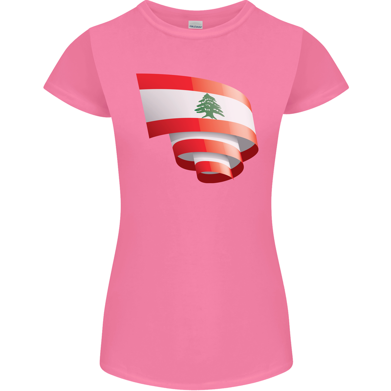 Curled Lebanon Flag Lebanese Day Football Womens Petite Cut T-Shirt Azalea