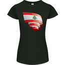 Curled Lebanon Flag Lebanese Day Football Womens Petite Cut T-Shirt Black