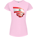Curled Lebanon Flag Lebanese Day Football Womens Petite Cut T-Shirt Light Pink
