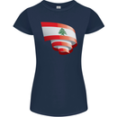 Curled Lebanon Flag Lebanese Day Football Womens Petite Cut T-Shirt Navy Blue