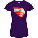 Curled Lebanon Flag Lebanese Day Football Womens Petite Cut T-Shirt Purple