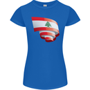 Curled Lebanon Flag Lebanese Day Football Womens Petite Cut T-Shirt Royal Blue