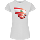Curled Lebanon Flag Lebanese Day Football Womens Petite Cut T-Shirt White