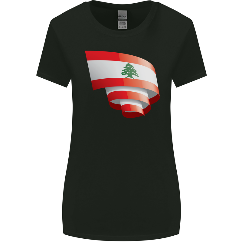 Curled Lebanon Flag Lebanese Day Football Womens Wider Cut T-Shirt Black