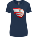 Curled Lebanon Flag Lebanese Day Football Womens Wider Cut T-Shirt Navy Blue