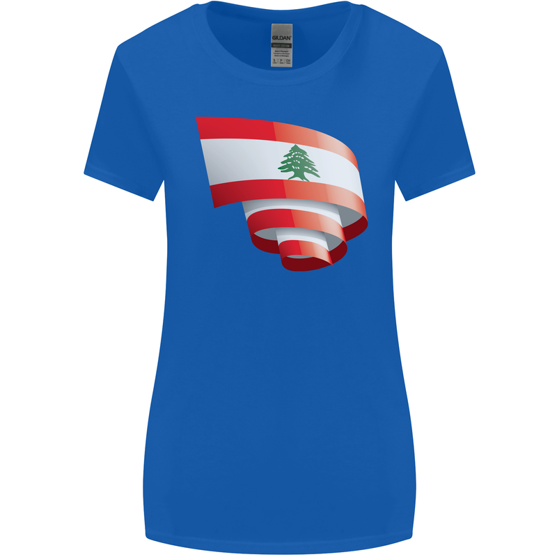 Curled Lebanon Flag Lebanese Day Football Womens Wider Cut T-Shirt Royal Blue
