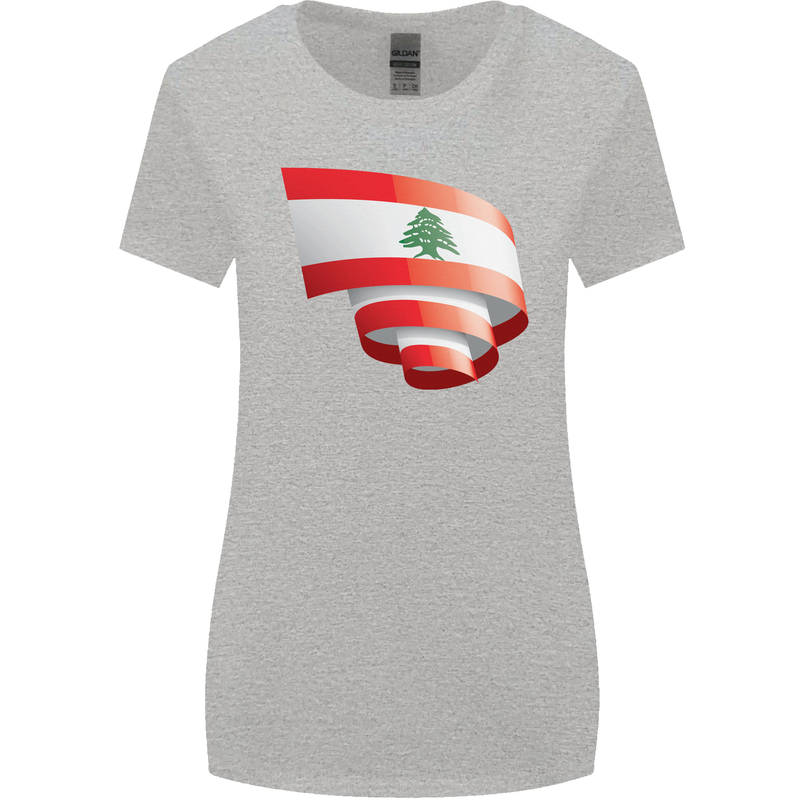 Curled Lebanon Flag Lebanese Day Football Womens Wider Cut T-Shirt Sports Grey