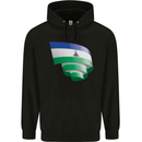 Curled Lesotho Flag Basotho Day Football Childrens Kids Hoodie Black