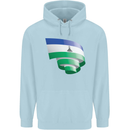 Curled Lesotho Flag Basotho Day Football Childrens Kids Hoodie Light Blue