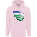 Curled Lesotho Flag Basotho Day Football Childrens Kids Hoodie Light Pink