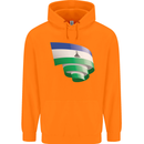 Curled Lesotho Flag Basotho Day Football Childrens Kids Hoodie Orange
