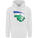 Curled Lesotho Flag Basotho Day Football Childrens Kids Hoodie White