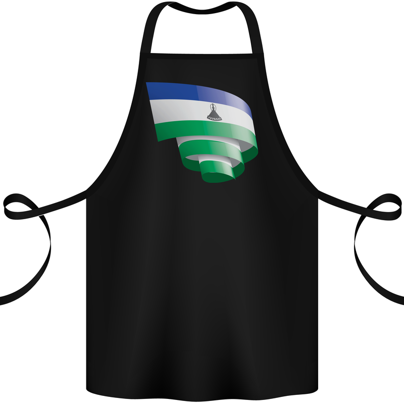 Curled Lesotho Flag Basotho Day Football Cotton Apron 100% Organic Black