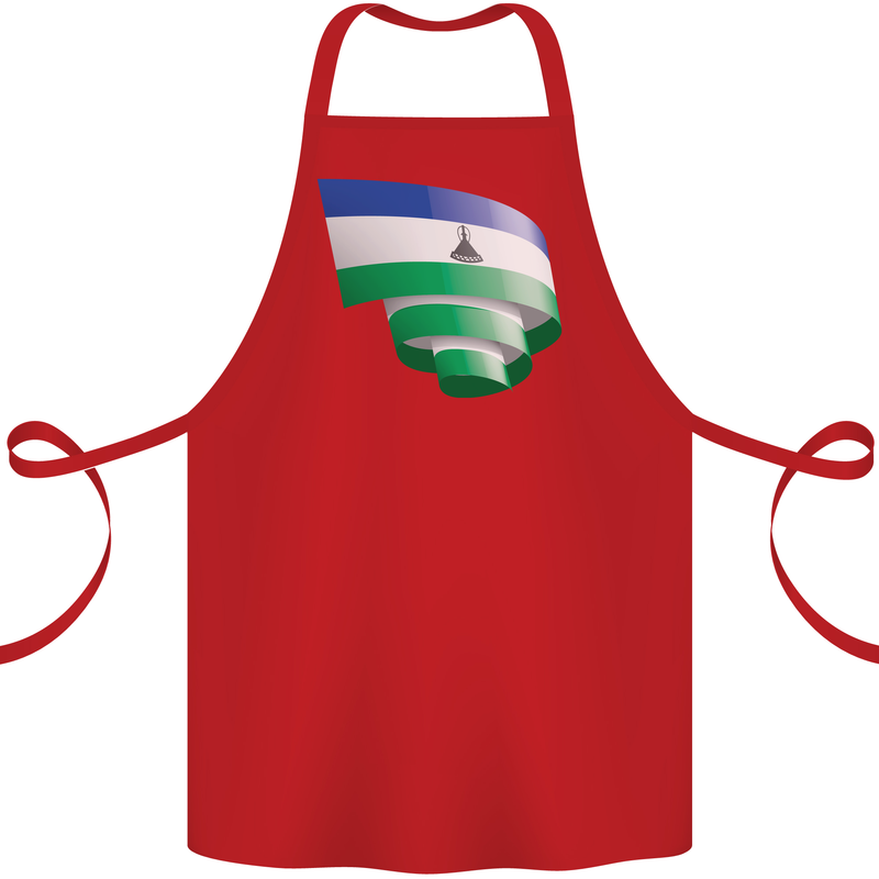 Curled Lesotho Flag Basotho Day Football Cotton Apron 100% Organic Red