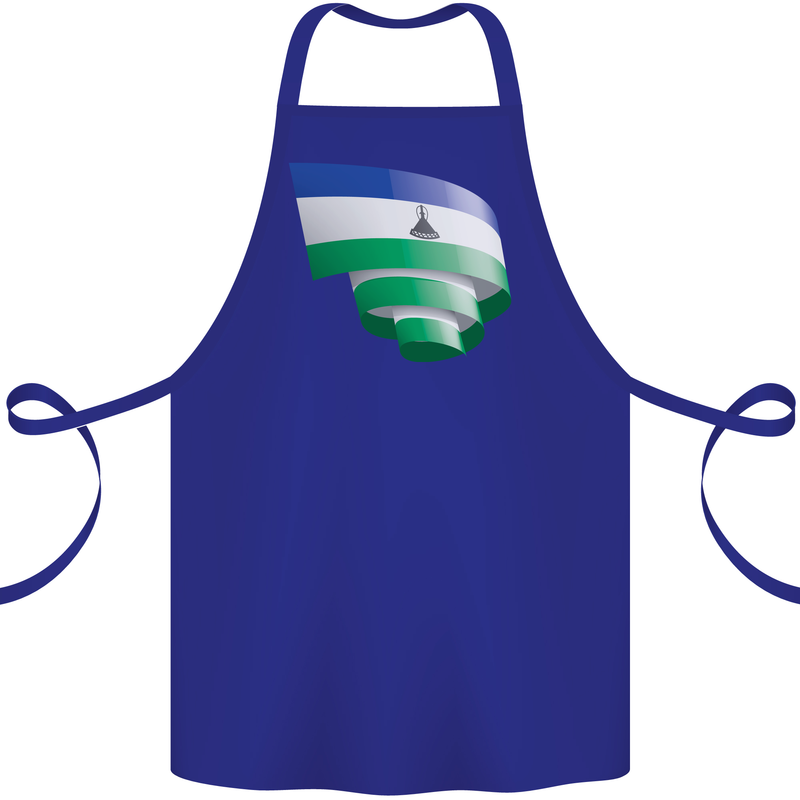 Curled Lesotho Flag Basotho Day Football Cotton Apron 100% Organic Royal Blue