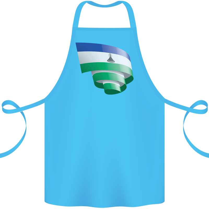 Curled Lesotho Flag Basotho Day Football Cotton Apron 100% Organic Turquoise