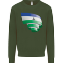 Curled Lesotho Flag Basotho Day Football Kids Sweatshirt Jumper Forest Green