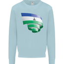 Curled Lesotho Flag Basotho Day Football Kids Sweatshirt Jumper Light Blue