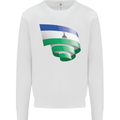 Curled Lesotho Flag Basotho Day Football Kids Sweatshirt Jumper White