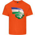 Curled Lesotho Flag Basotho Day Football Kids T-Shirt Childrens Orange