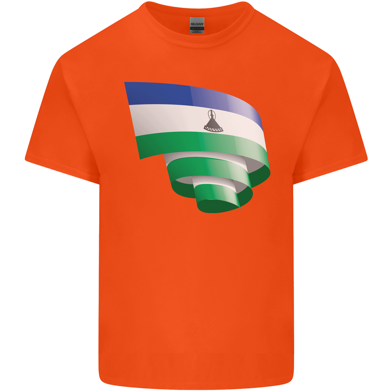 Curled Lesotho Flag Basotho Day Football Kids T-Shirt Childrens Orange