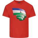 Curled Lesotho Flag Basotho Day Football Kids T-Shirt Childrens Red