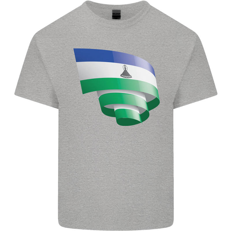 Curled Lesotho Flag Basotho Day Football Kids T-Shirt Childrens Sports Grey