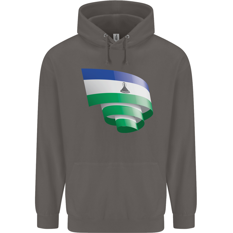 Curled Lesotho Flag Basotho Day Football Mens 80% Cotton Hoodie Charcoal