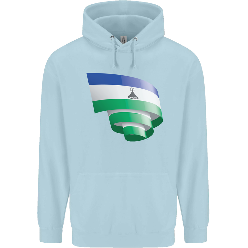 Curled Lesotho Flag Basotho Day Football Mens 80% Cotton Hoodie Light Blue