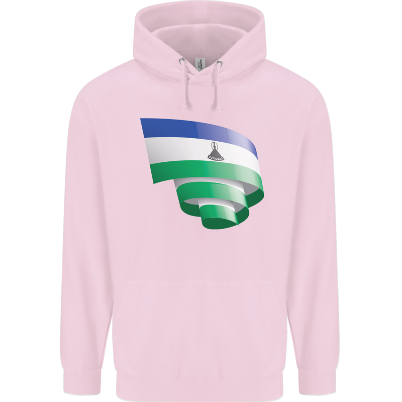 Curled Lesotho Flag Basotho Day Football Mens 80% Cotton Hoodie Light Pink