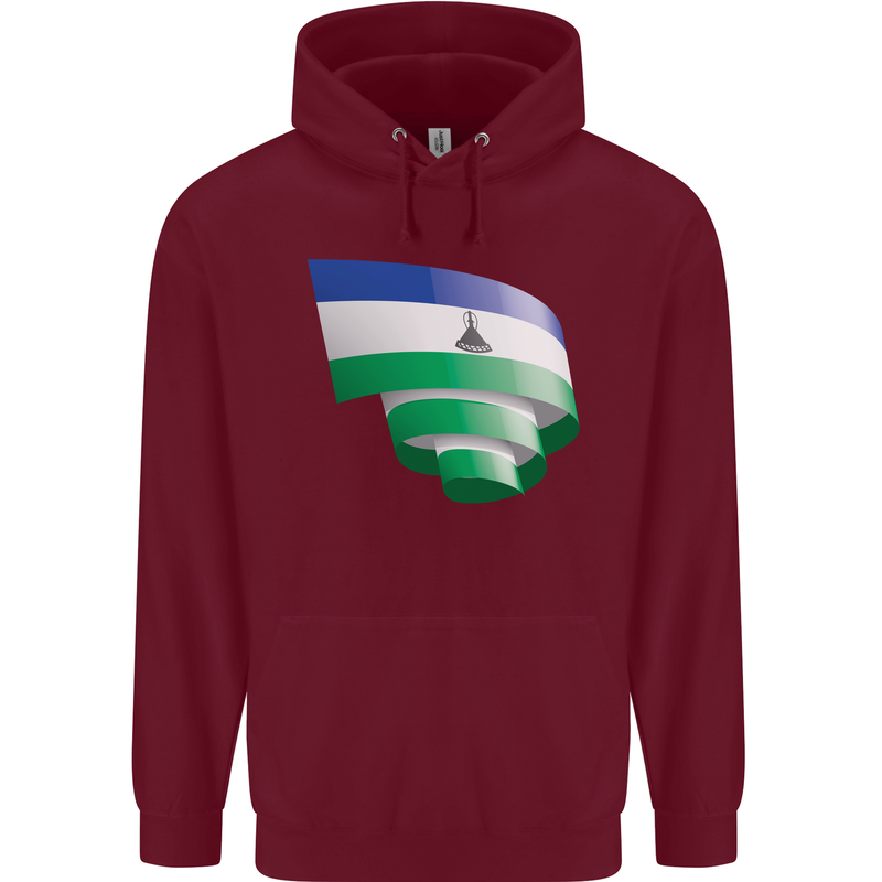 Curled Lesotho Flag Basotho Day Football Mens 80% Cotton Hoodie Maroon